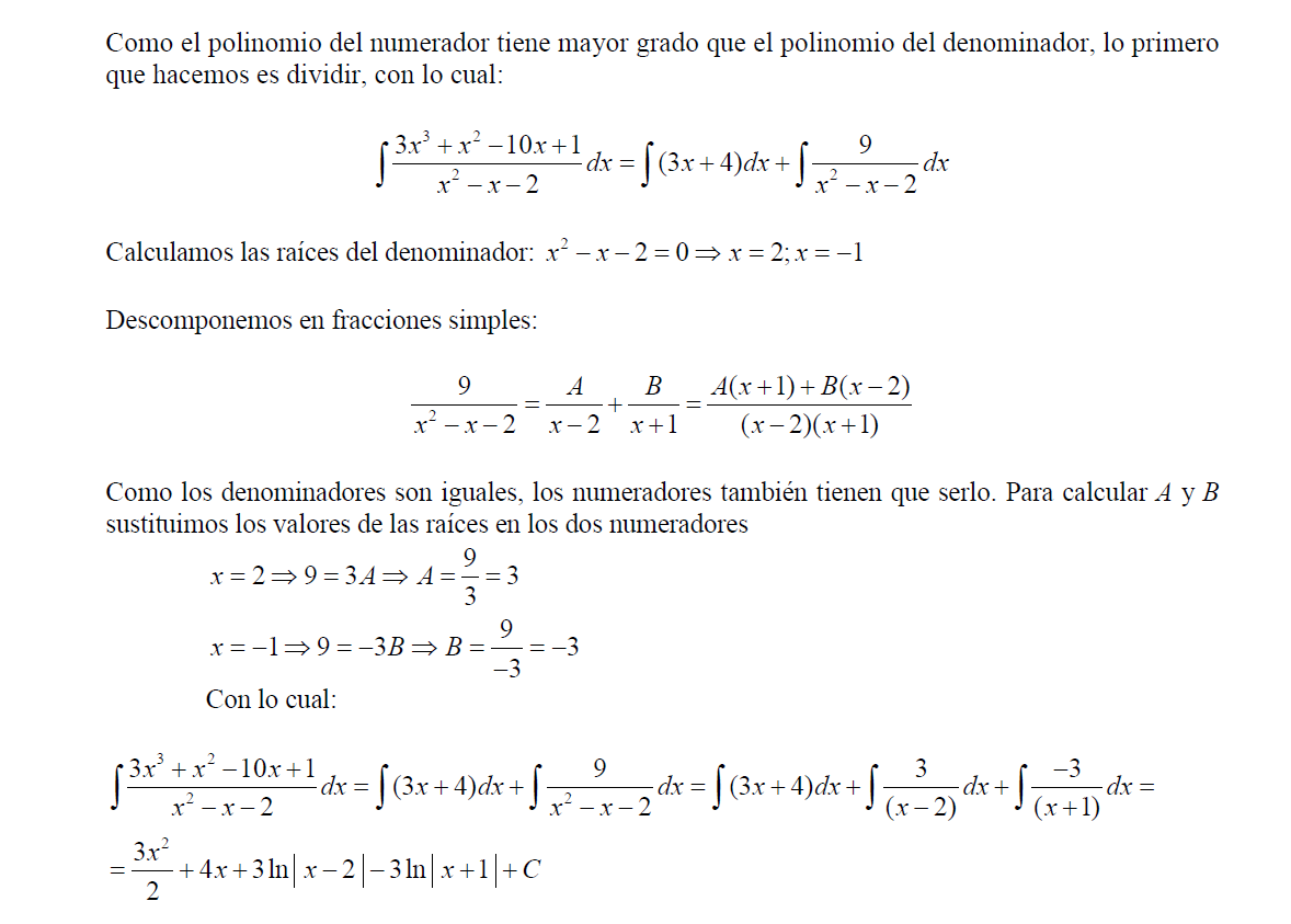 Integral con denominadores simples