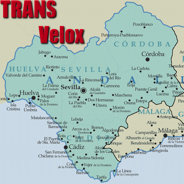 Andalucía Occidental Mapa de Andalucía Occidental con las principales localidades de las cuatro provincias
