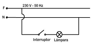 Esquema multifilar para el control de una lámpara desde un solo punto