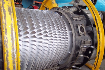 Turbina de vapor. Detalle de los álabes